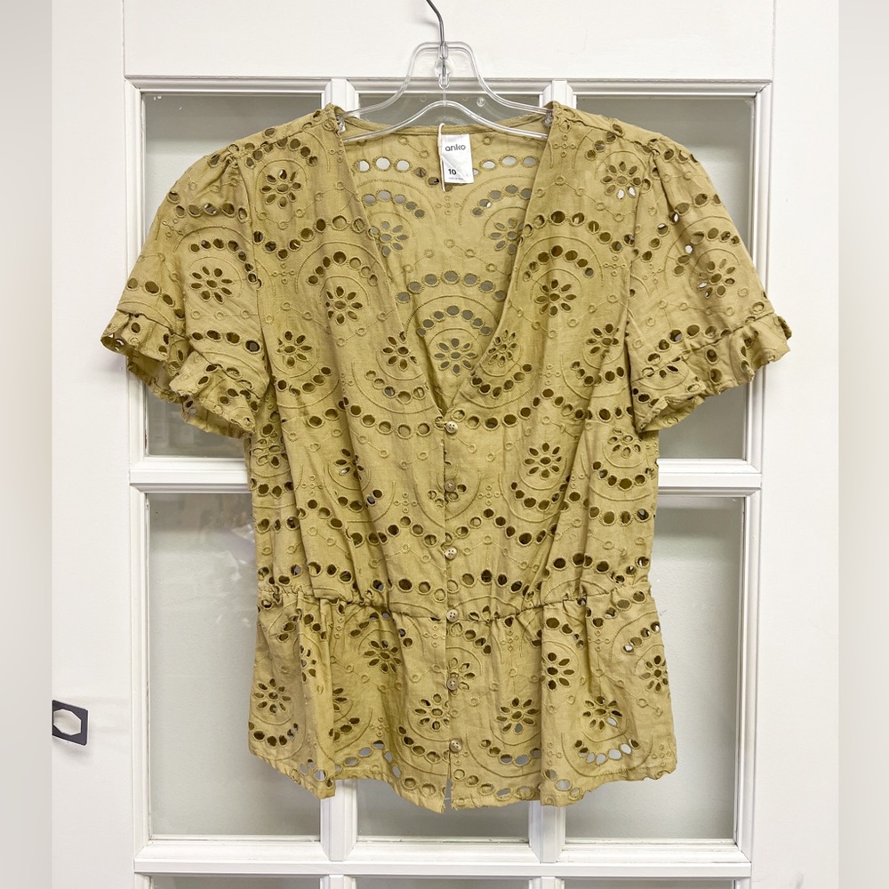 Anko Eyelet Green Blouse
